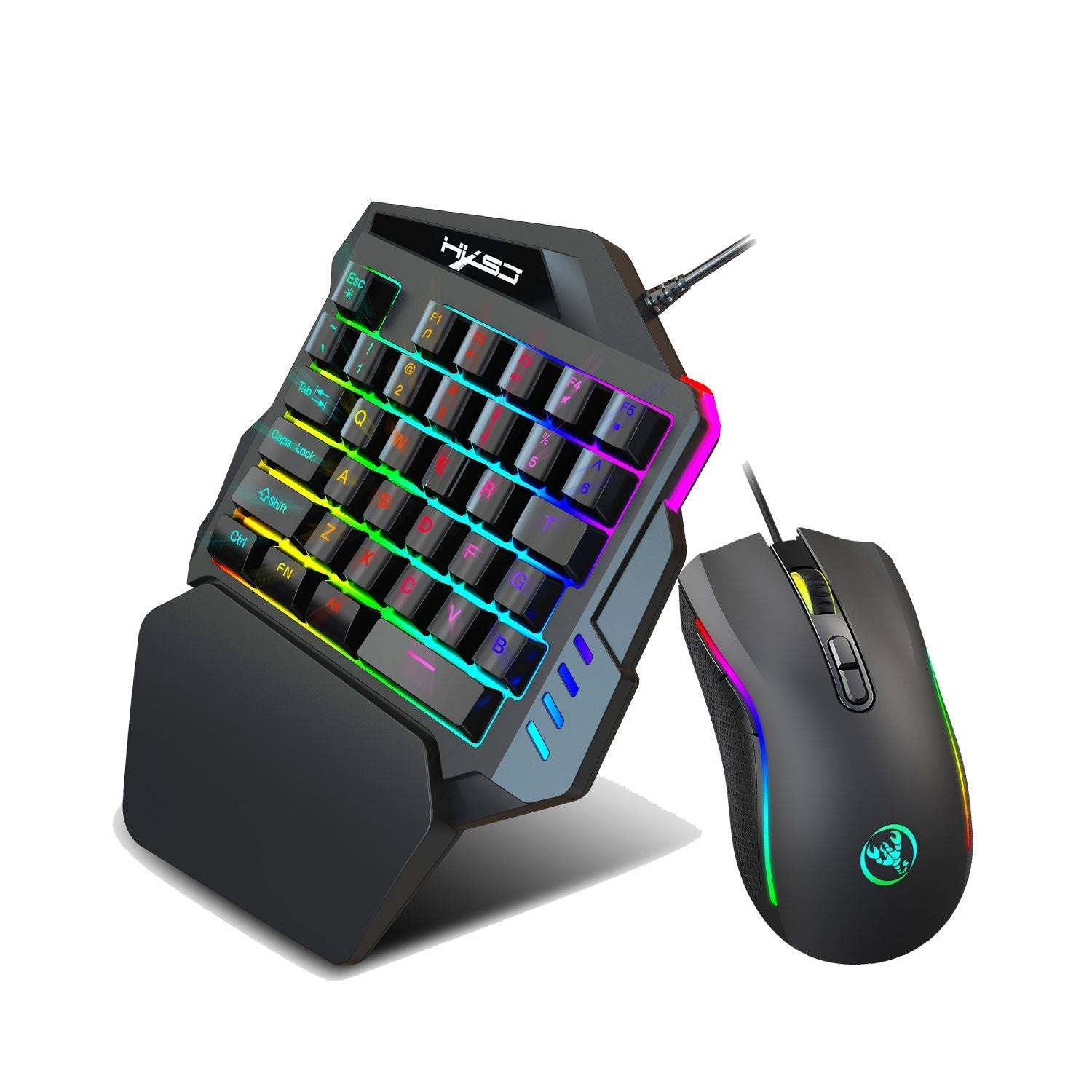 KTX-631763 Single-Hand USB Gaming Keyboard Left-Hand Glove with Backlight and Waterproof Features