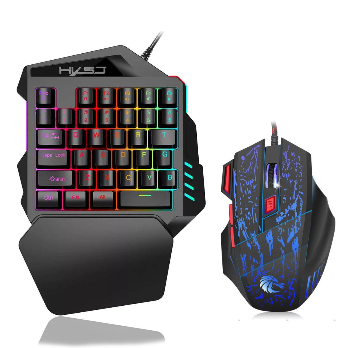 KTX-631763 Single-Hand USB Gaming Keyboard Left-Hand Glove with Backlight and Waterproof Features