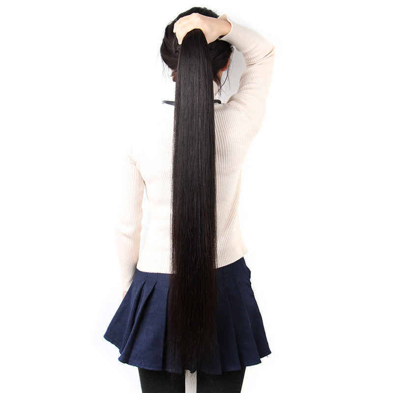 KTX-296595 Long Peruvian Real Hair Wig - Smooth, Straight, Dyeable and Ironable Options