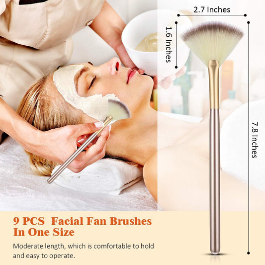 KTX-581139 Soft Facial Fan Brushes Set for Mask, Peel & Makeup Application - 10 Pack with Durable Handles