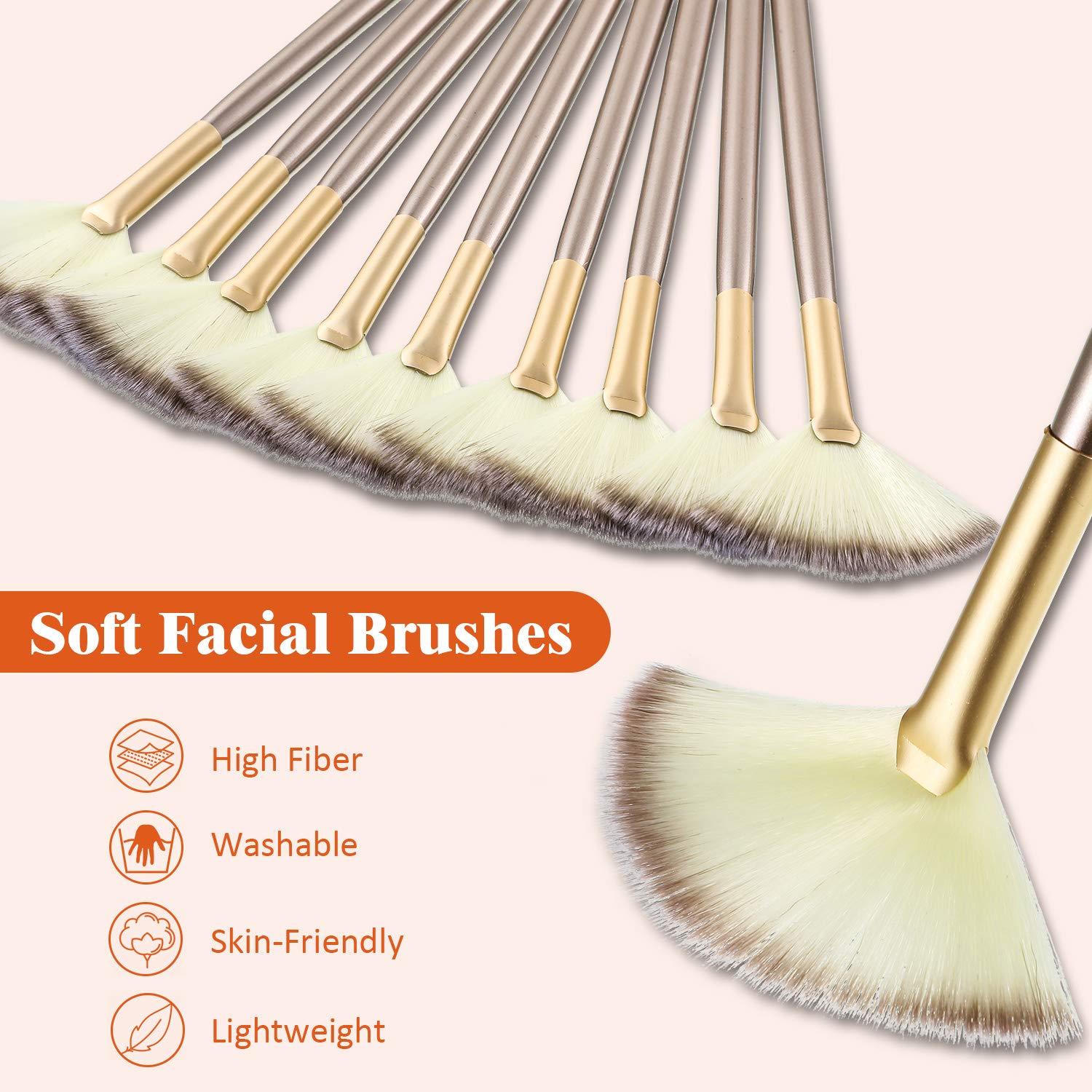 KTX-581139 Soft Facial Fan Brushes Set for Mask, Peel & Makeup Application - 10 Pack with Durable Handles
