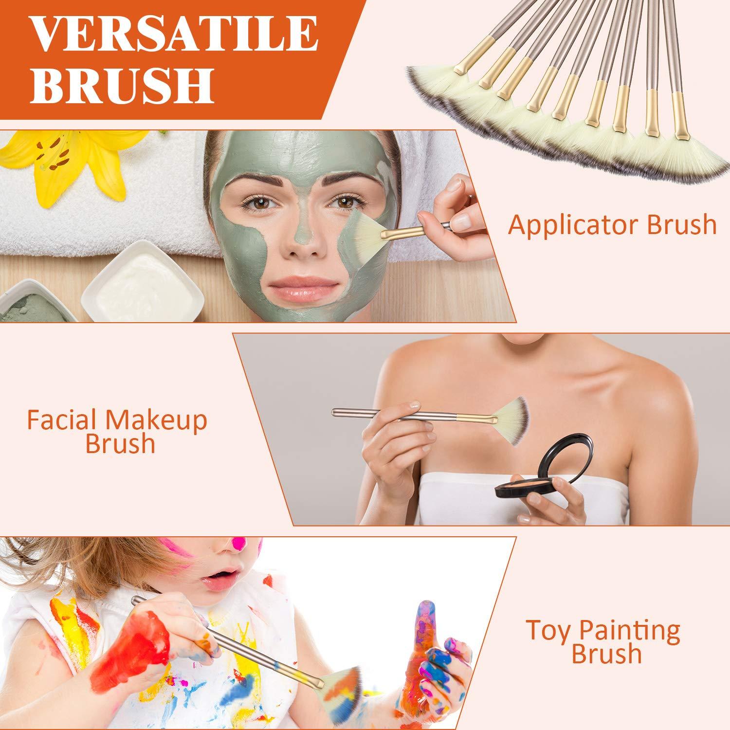 KTX-581139 Soft Facial Fan Brushes Set for Mask, Peel & Makeup Application - 10 Pack with Durable Handles