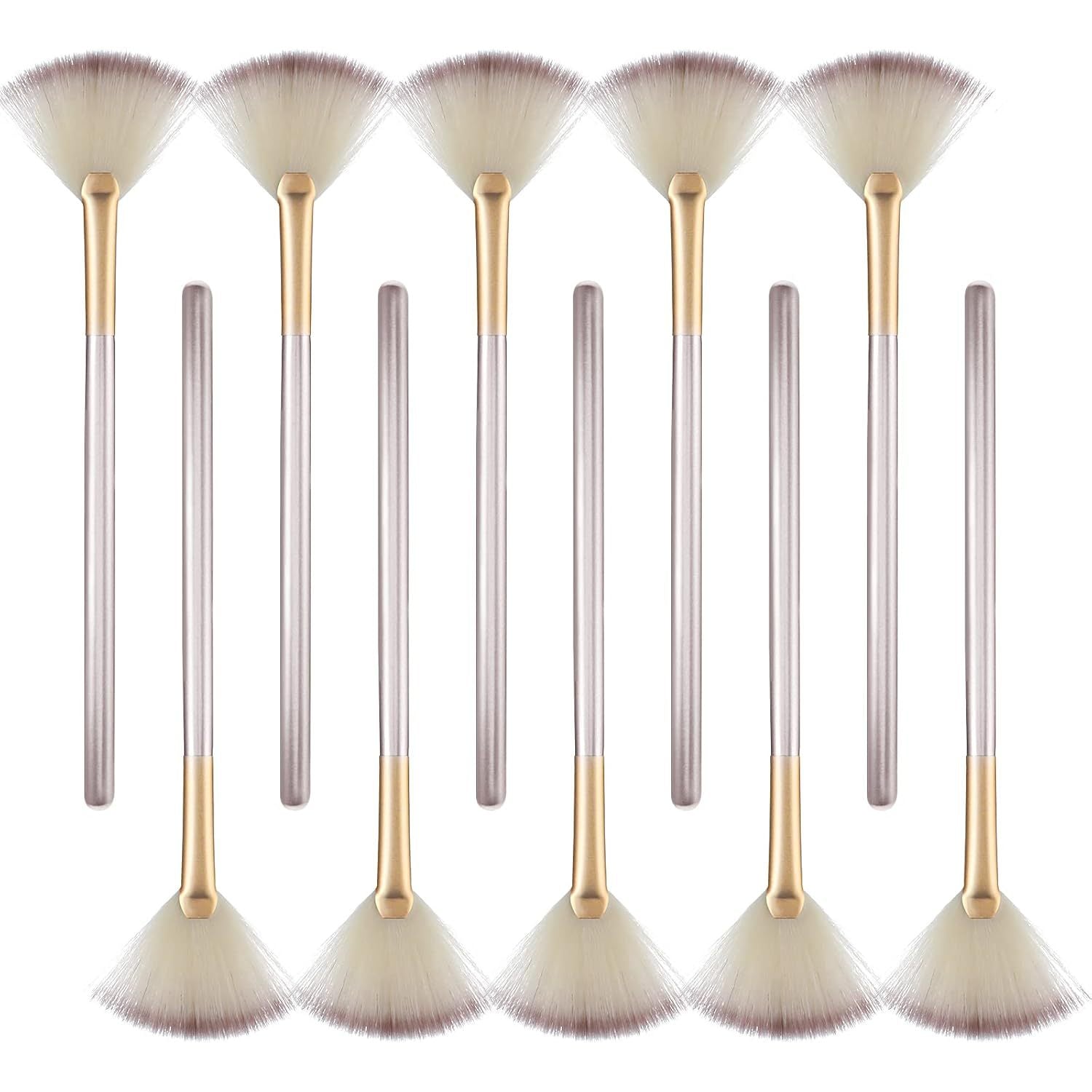 KTX-581139 Soft Facial Fan Brushes Set for Mask, Peel & Makeup Application - 10 Pack with Durable Handles
