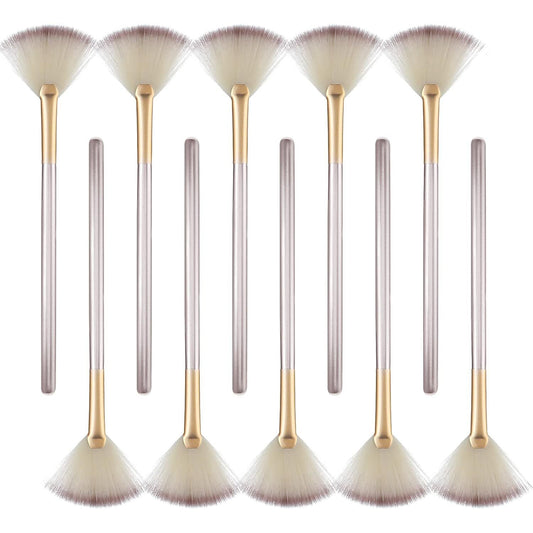 KTX-581139 Soft Facial Fan Brushes Set for Mask, Peel & Makeup Application - 10 Pack with Durable Handles
