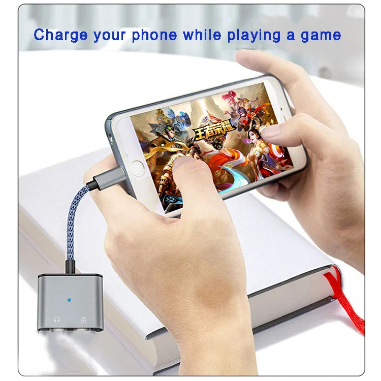 KTX-588371 2 in 1 Lightning to 3.5mm Audio and Charging Adapter for iPhone with Microphone Support
