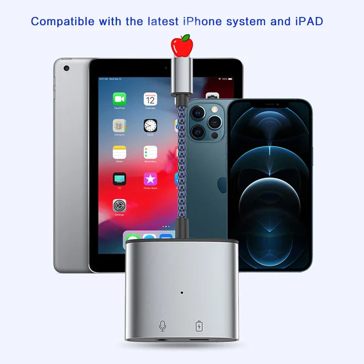 KTX-588371 2 in 1 Lightning to 3.5mm Audio and Charging Adapter for iPhone with Microphone Support