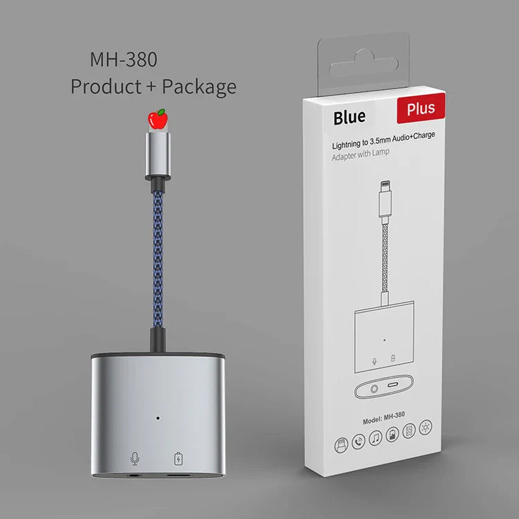 KTX-588371 2 in 1 Lightning to 3.5mm Audio and Charging Adapter for iPhone with Microphone Support