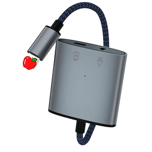 KTX-588371 2 in 1 Lightning to 3.5mm Audio and Charging Adapter for iPhone with Microphone Support