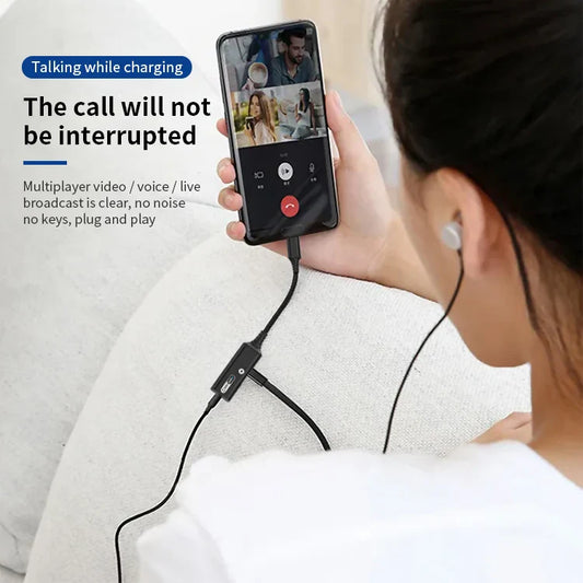 KTX-101459 2-in-1 USB-C to 3.5mm Audio Adapter for Smartphones and Tablets