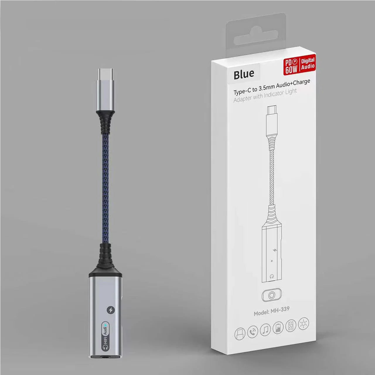 KTX-101459 2-in-1 USB-C to 3.5mm Audio Adapter for Smartphones and Tablets