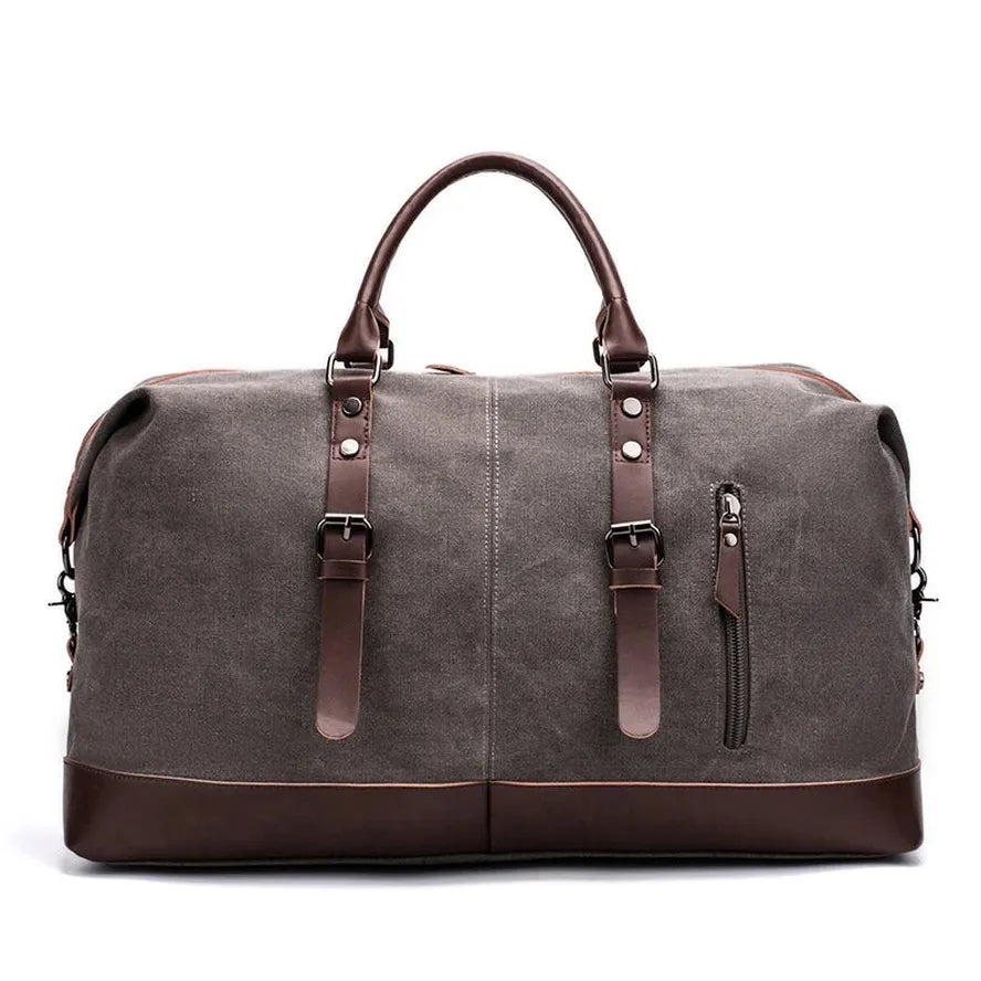 JMT-286346 Casual Canvas Duffel Bag with Imitation Leather Accents - Large Capacity Travel Handbag for Men