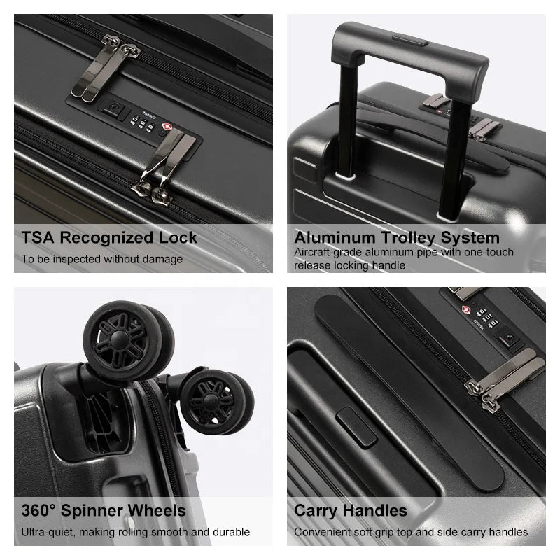 KTX-944851 20-Inch ABS PC Cabin Travel Trolley Case with Laptop Compartment