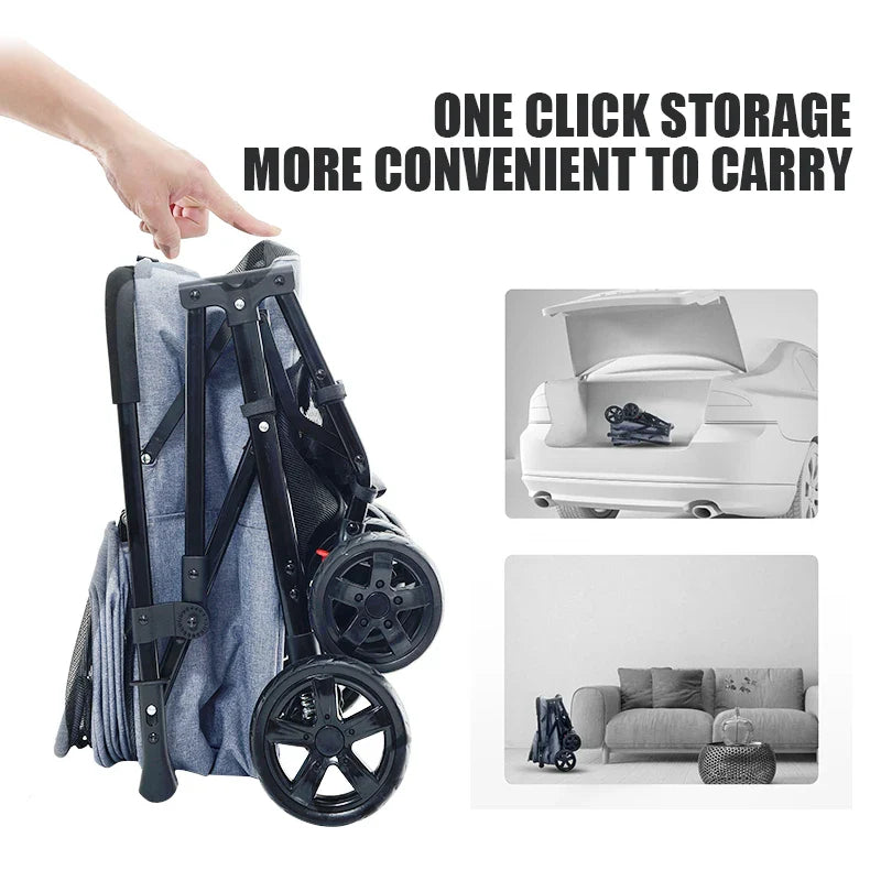 JMT-288202 Luxury Folding Outdoor Dog Stroller with Comfortable Pet Trolley Design