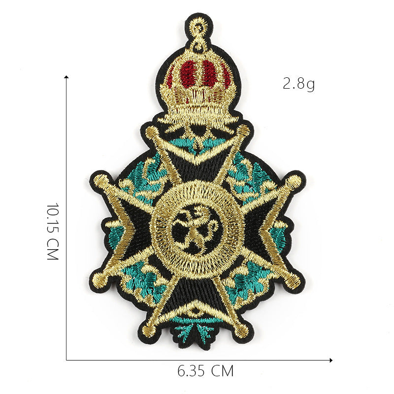 KTX-317587 Customizable Cartoon Crown Cloth Sticker Badge for Clothing Accessories - Polyester Twill with Hot Melt Adhesive, 5.1x10.8cm
