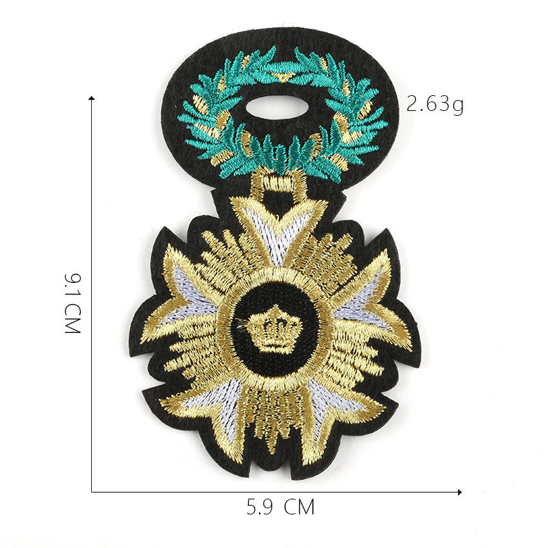 KTX-317587 Customizable Cartoon Crown Cloth Sticker Badge for Clothing Accessories - Polyester Twill with Hot Melt Adhesive, 5.1x10.8cm