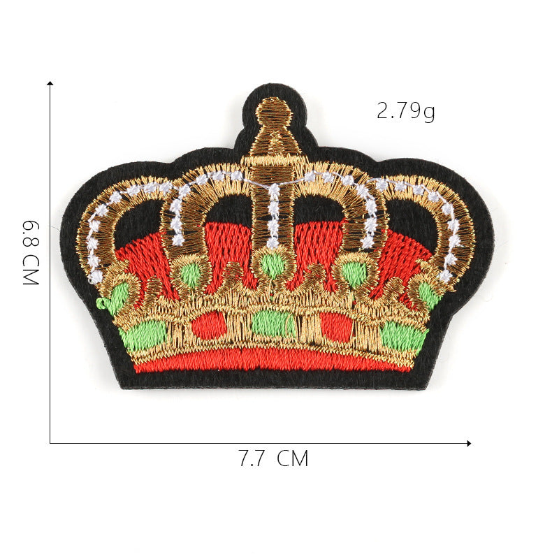 KTX-317587 Customizable Cartoon Crown Cloth Sticker Badge for Clothing Accessories - Polyester Twill with Hot Melt Adhesive, 5.1x10.8cm