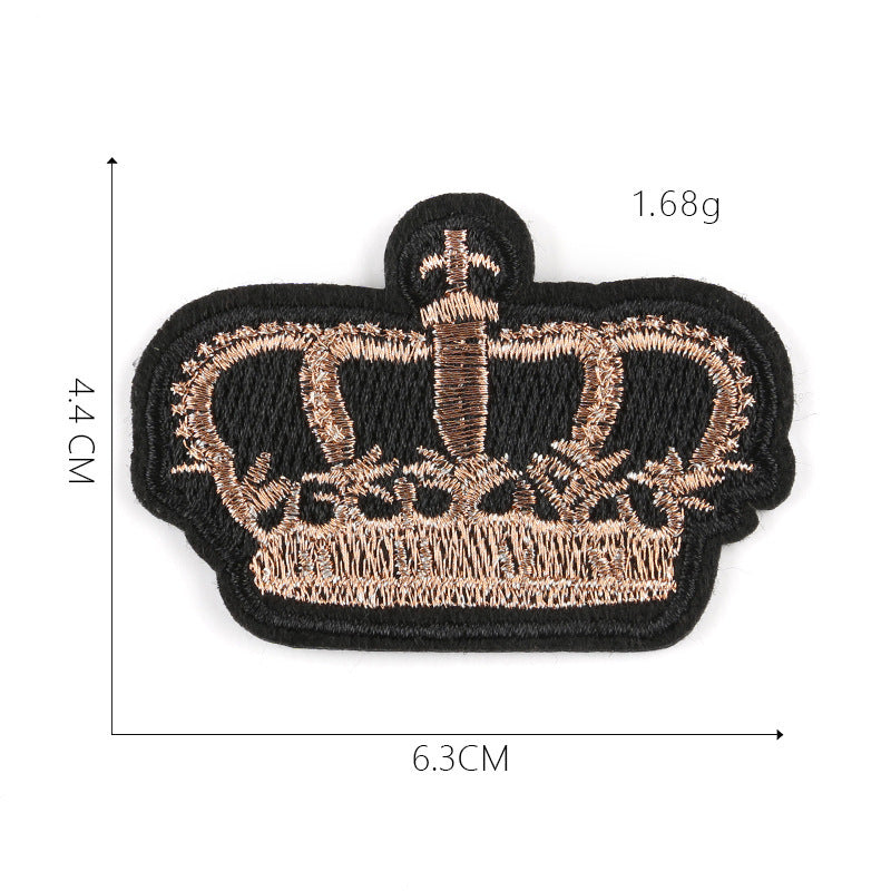 KTX-317587 Customizable Cartoon Crown Cloth Sticker Badge for Clothing Accessories - Polyester Twill with Hot Melt Adhesive, 5.1x10.8cm