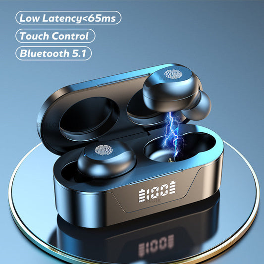 KTX-209235 Mini Bluetooth Earbuds with Battery Display and Touch Control, Stereo Sound, Voice Control, NFC, and Multi-Point Connection, Classic Black or White