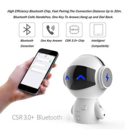 KTX-364179 Cute Mini Bluetooth Robot Speaker with 15-Hour Playtime, 5W Output Power, and 16GB Storage