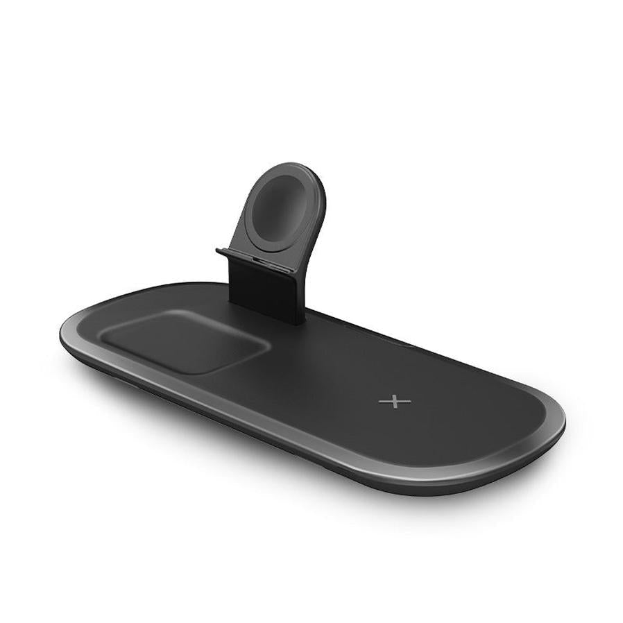 KTX-366483 Three-in-One Wireless Charger for Headphones and Watch - Fast Charge, Multi-Device Compatibility, Black or White Color Options