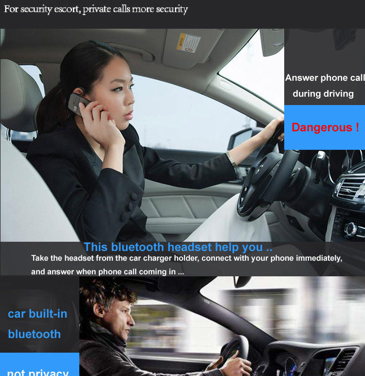 KTX-657491 Wireless Bluetooth Headset with Dual USB Charging Compartment for Cars