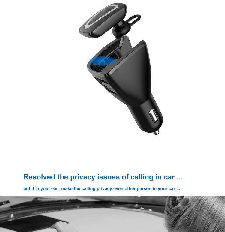 KTX-657491 Wireless Bluetooth Headset with Dual USB Charging Compartment for Cars