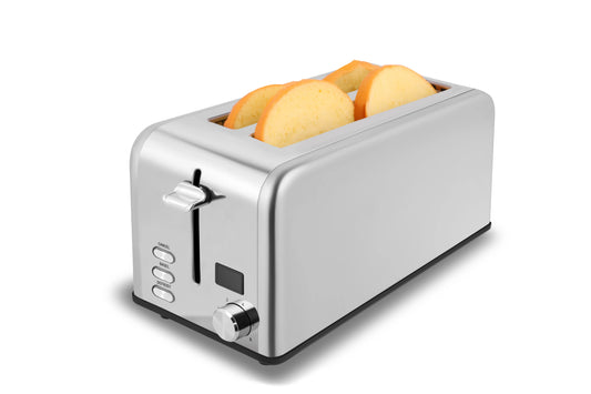 KTX-190547 Stainless Steel Long Slot Toaster with LCD Display for 4 Slices and Grill Function