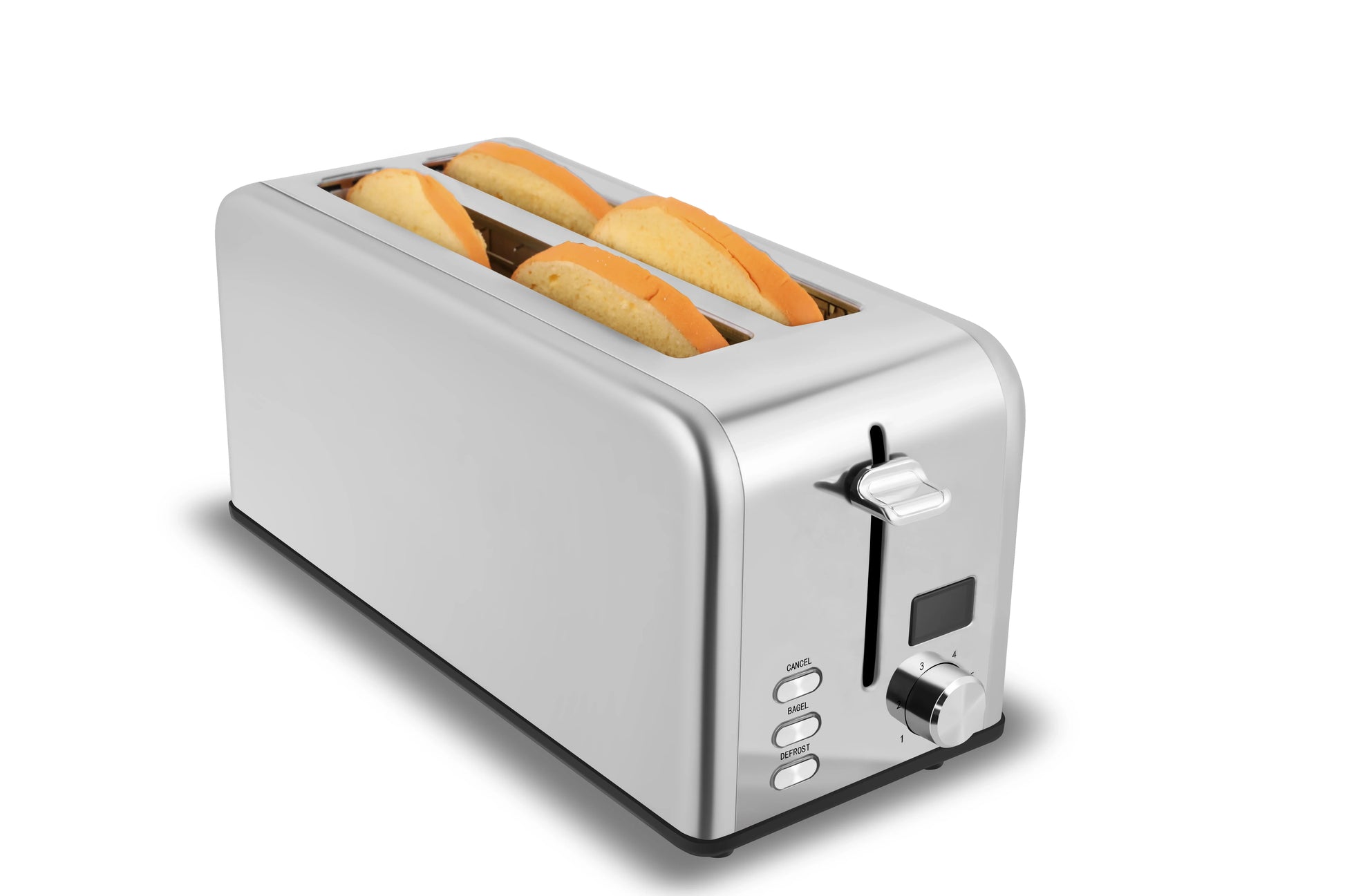 KTX-190547 Stainless Steel Long Slot Toaster with LCD Display for 4 Slices and Grill Function