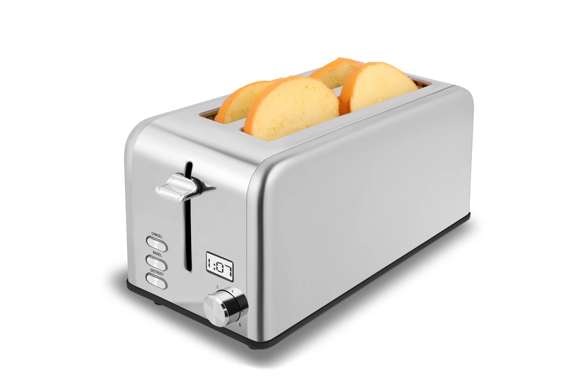 KTX-190547 Stainless Steel Long Slot Toaster with LCD Display for 4 Slices and Grill Function