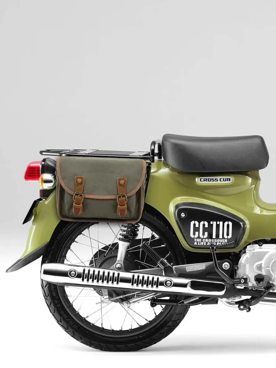 KTX-729619 Vintage Motorcycle Toolkit Crossbody Bag - Heavy Duty Waxed Canvas with Leather Accents