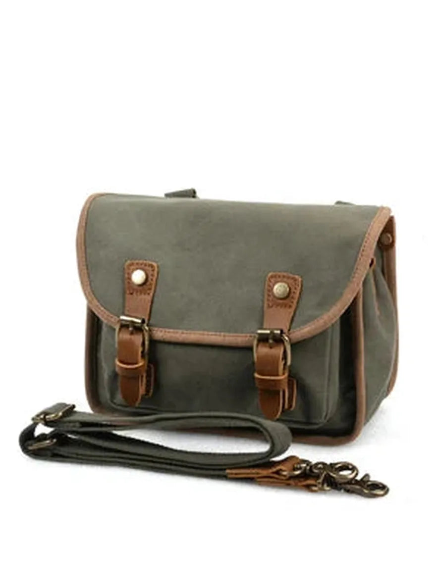 KTX-729619 Vintage Motorcycle Toolkit Crossbody Bag - Heavy Duty Waxed Canvas with Leather Accents