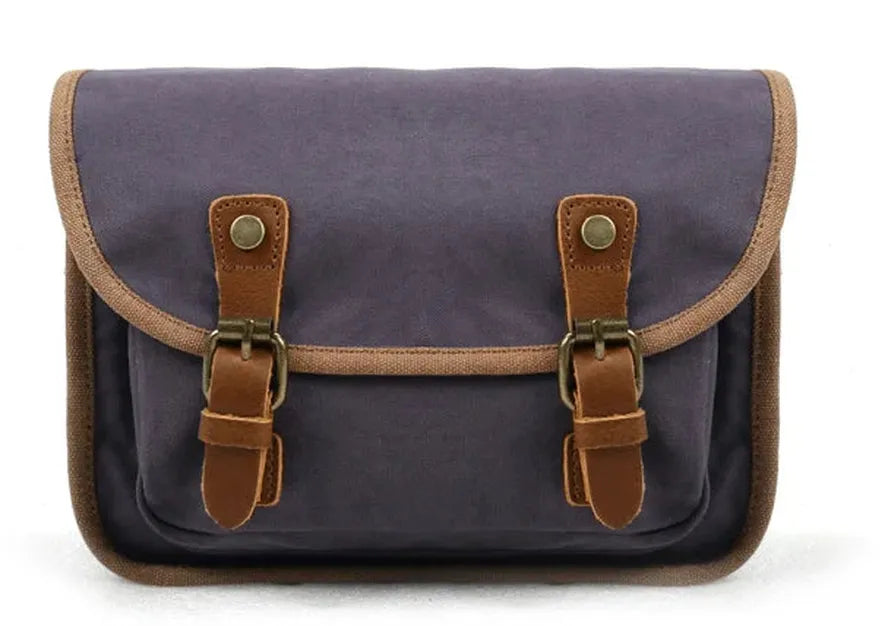 KTX-729619 Vintage Motorcycle Toolkit Crossbody Bag - Heavy Duty Waxed Canvas with Leather Accents