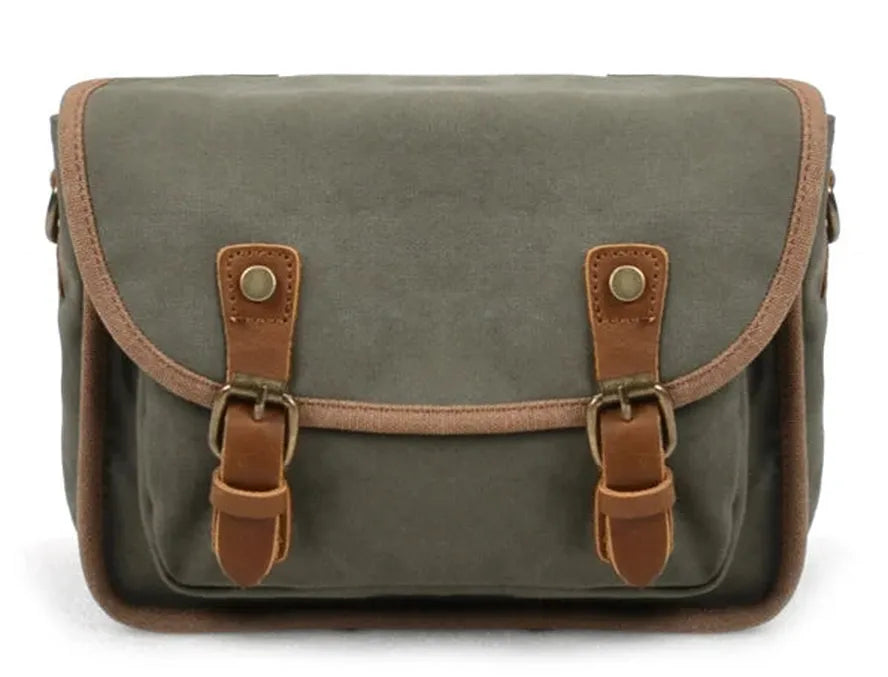 KTX-729619 Vintage Motorcycle Toolkit Crossbody Bag - Heavy Duty Waxed Canvas with Leather Accents