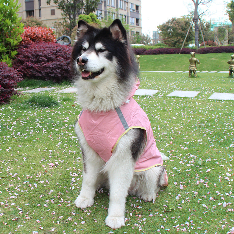 JMT-304842 Waterproof Pet Raincoat with Reflective Strips and Detachable Hood ¨C Ideal for Outdoor Activities