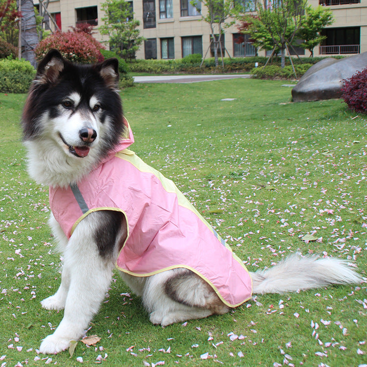 JMT-304842 Waterproof Pet Raincoat with Reflective Strips and Detachable Hood ¨C Ideal for Outdoor Activities