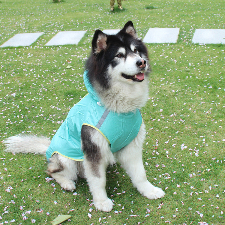 JMT-304842 Waterproof Pet Raincoat with Reflective Strips and Detachable Hood ¨C Ideal for Outdoor Activities