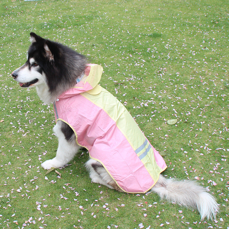 JMT-304842 Waterproof Pet Raincoat with Reflective Strips and Detachable Hood ¨C Ideal for Outdoor Activities