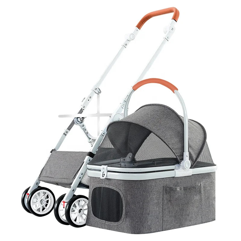 JMT-305162 Folding Pet Stroller with Four Wheels for Easy Travel and One-Hand Operation