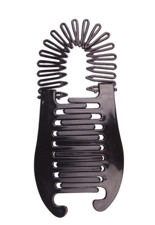 KTX-263827 Large Retro Flower Hair Claws - Adjustable Fish Shape Banana Clip Hairpin in Black and Brown