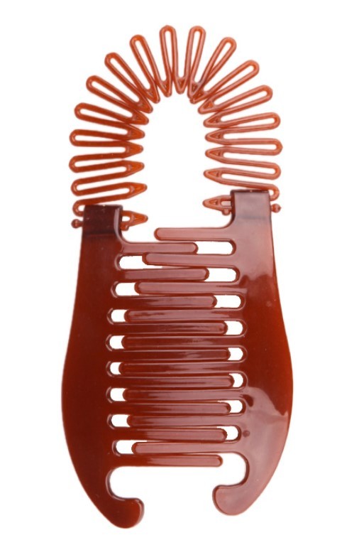 KTX-263827 Large Retro Flower Hair Claws - Adjustable Fish Shape Banana Clip Hairpin in Black and Brown
