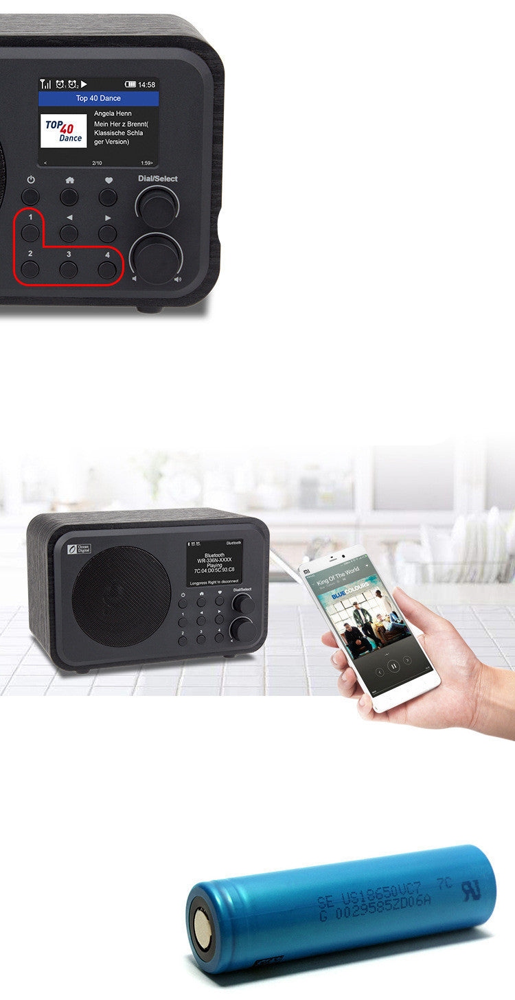 KTX-289939 Compact Wi-Fi Audio Receiver with Bluetooth and Built-in Battery