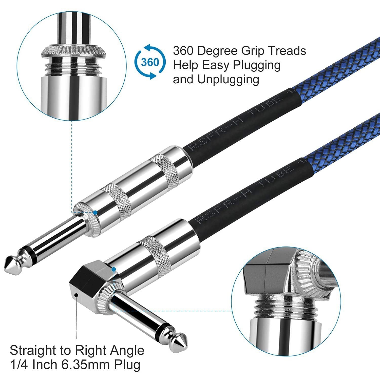 KTX-628627 Dual Channel 6.35mm Audio Cable for Amplifiers and Speakers, Various Lengths Available
