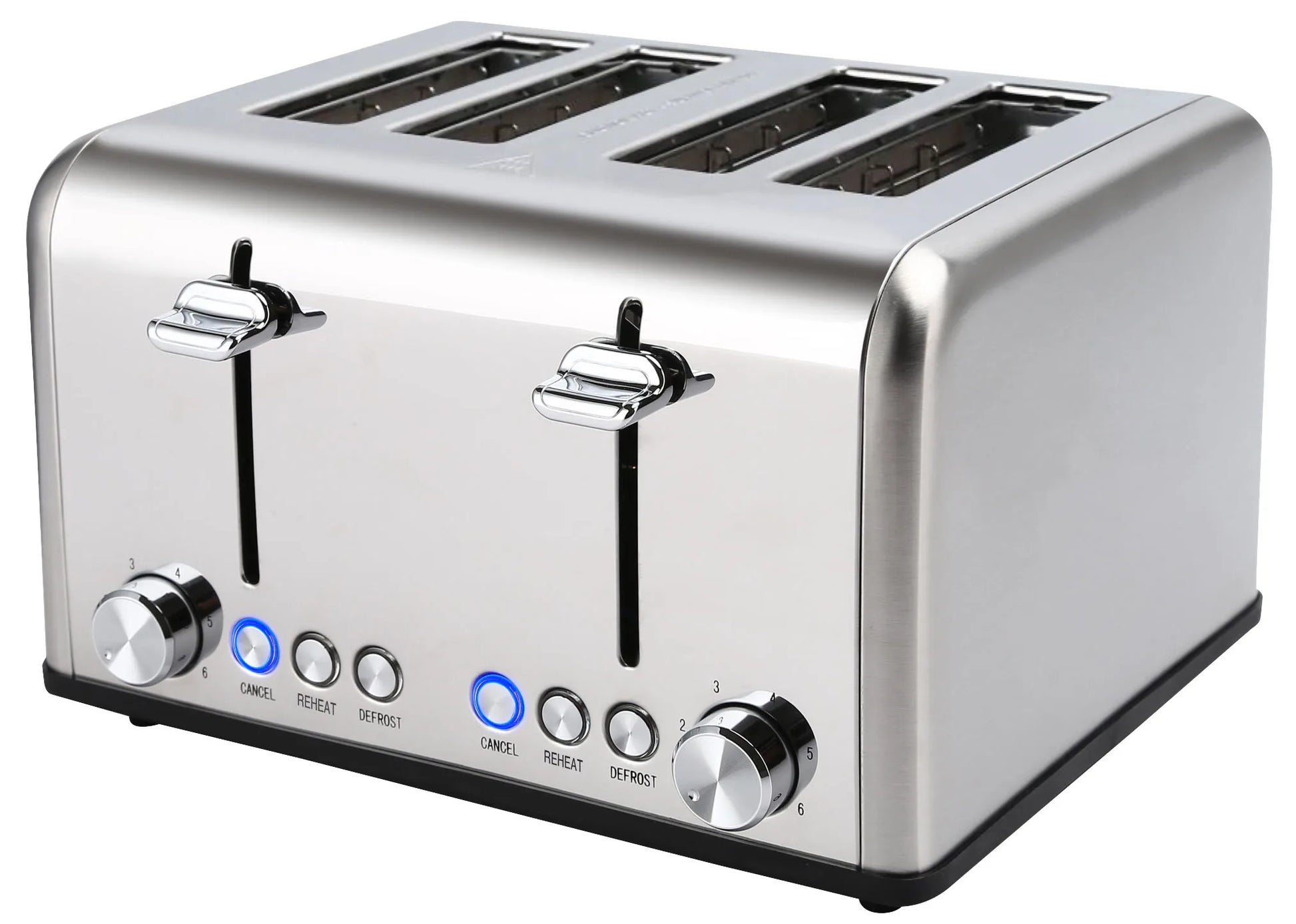 KTX-701331 Stainless Steel Retro 4-Slice Bread Toaster with 1.5-Inch Wide Slots and Automatic Pop-Up Function