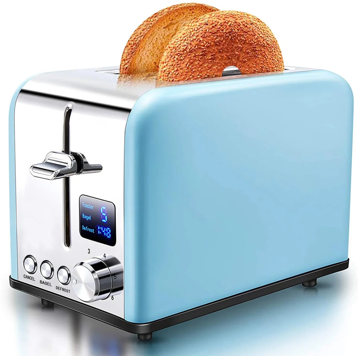 KTX-453843 LED Timer Display Stainless Steel Compact 2-Slice Electric Toaster