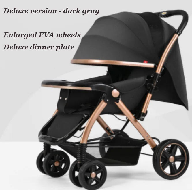 KTX-598867 Deluxe Baby Stroller with Enlarged EVA Wheels and Dining Tray