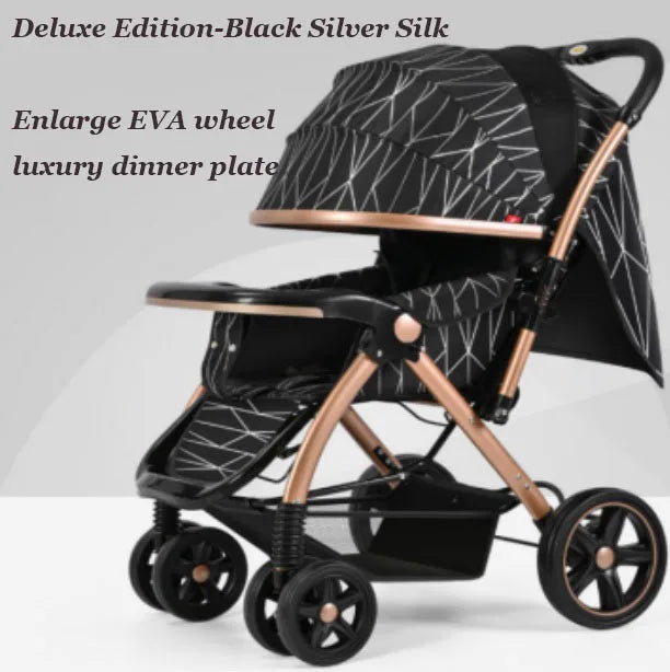 KTX-598867 Deluxe Baby Stroller with Enlarged EVA Wheels and Dining Tray