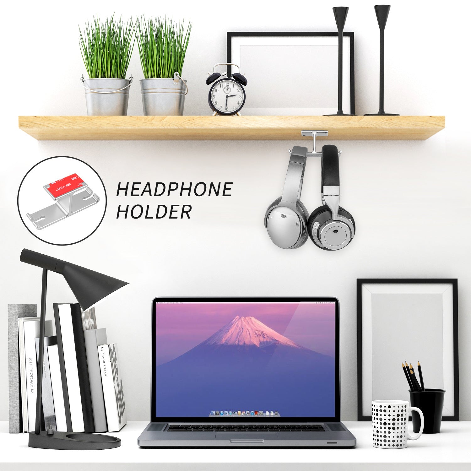 KTX-694163 Under-Desk Headphone Mount for Organized Storage of Headphones and Accessories