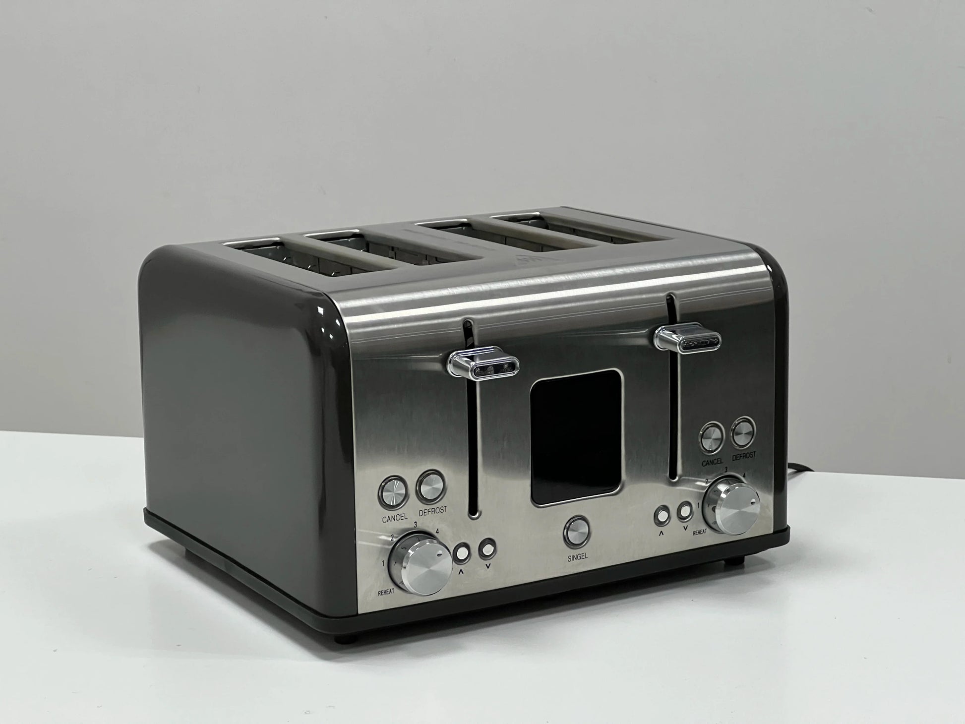 KTX-633491 Digital Display Stainless Steel 4-Slice Electric Toaster with Adjustable Settings