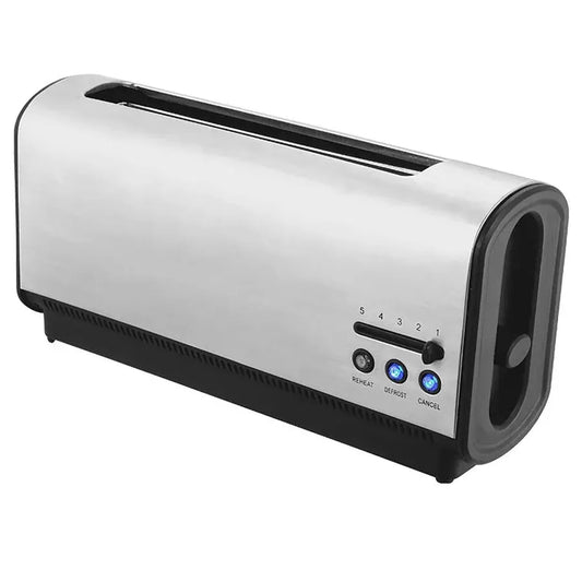 KTX-747603 900W Stainless Steel Long Slot Toaster with Cancel, Reheat, and Defrost Functions for 2 Slices