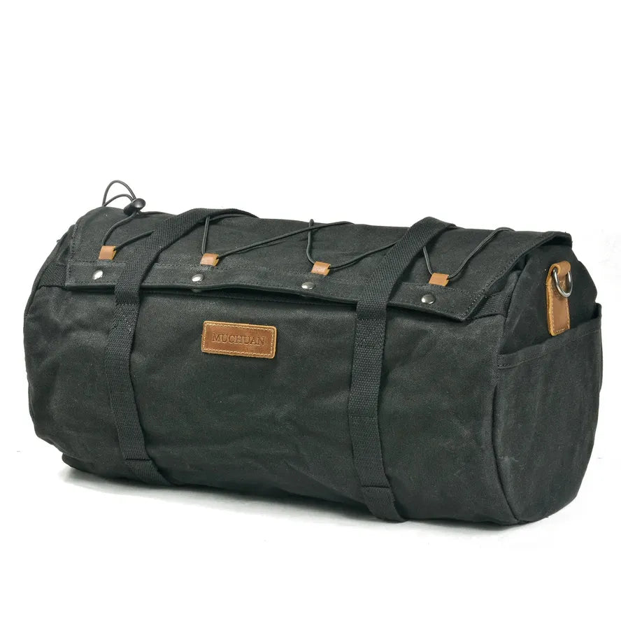 KTX-122835 Waterproof Canvas Motorcycle Rear Bag with Zipper Closure and Multiple Pockets - 28L Capacity